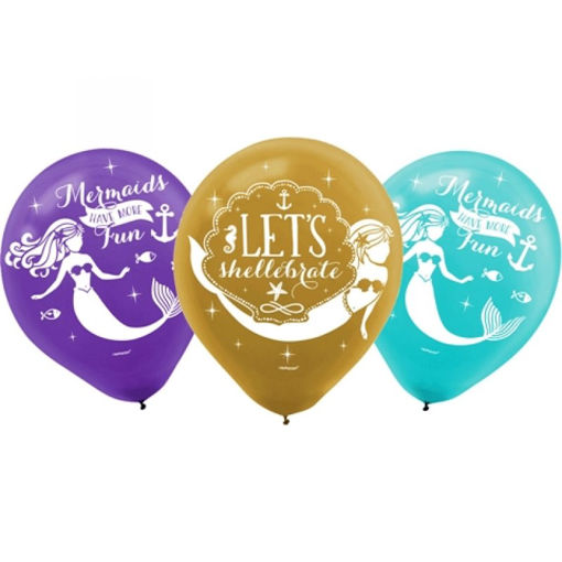 Picture of MERMAID WISHES 11INCH LATEX BALLOONS - 6PK